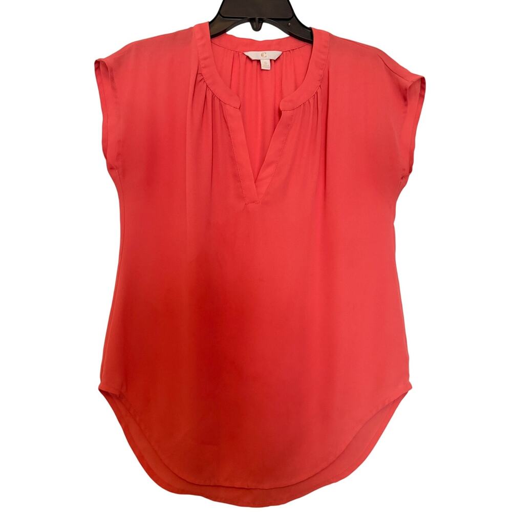 C. Wonder Women’s Small Coral Blouse Split Neck Top